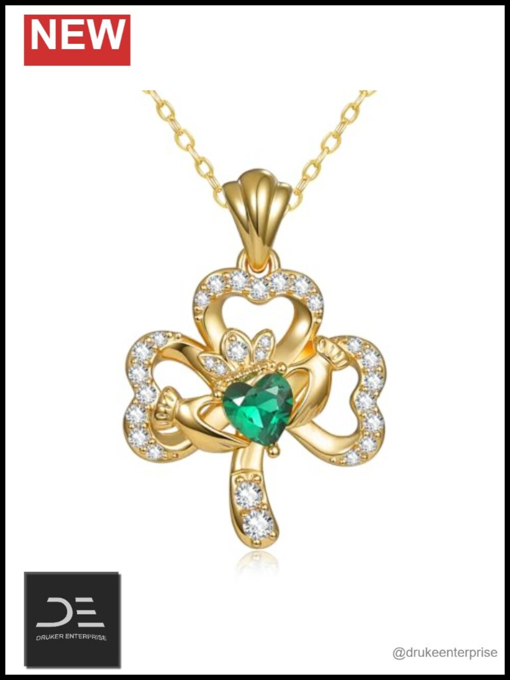 14k Gold Plated Claddagh Pendant Necklace for Women